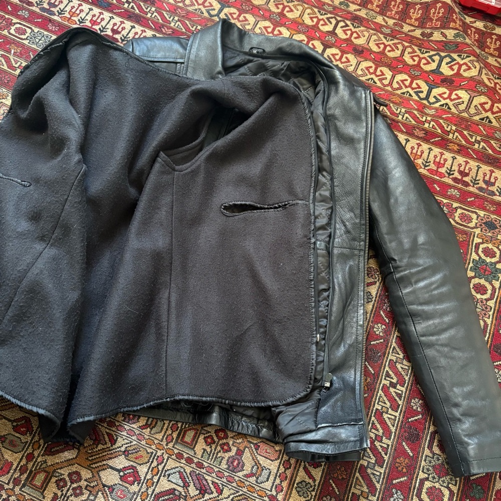 Men's Black Leather Jacket - Picture 3 of 8